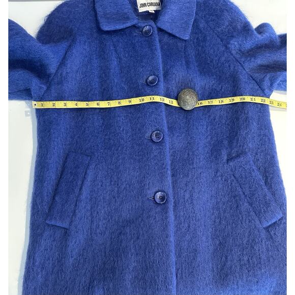 John Caruana Periwinkle Blue Mohair Midi Coat Elegant Winter Outerwear Sz 14 Vtg - Picture 7 of 9